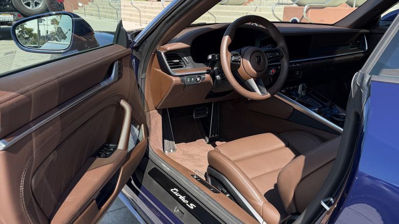 Interior of a 2026 Porsche 911 Turbo S T-Hybrid cabriolet