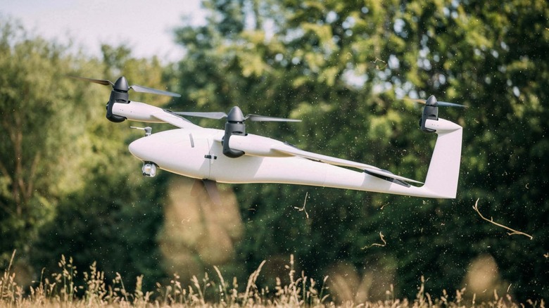 A Reliant drone by Quantum Systems takes off vertically