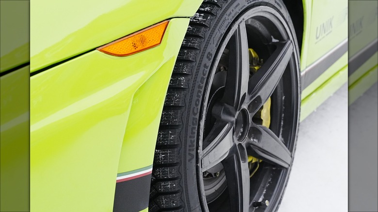 Continental VikingContact 8 tires on lime green car