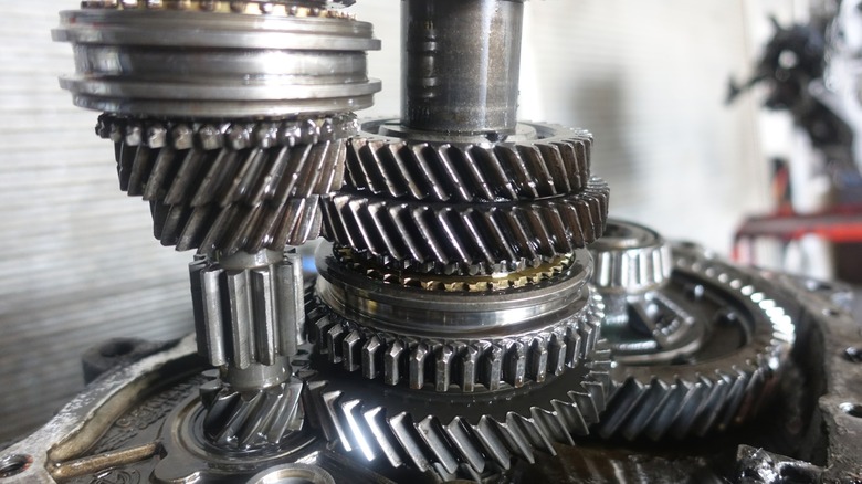 Closeup shot of a gearbox.