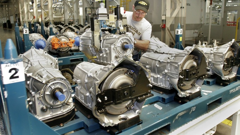 Automatic transmissions being assembled