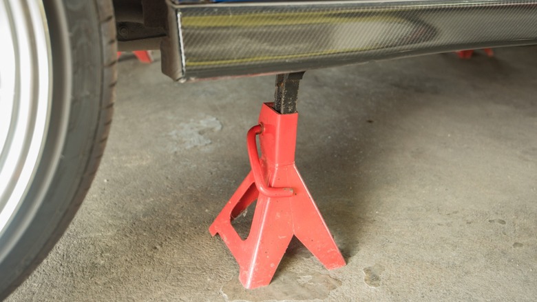 vehilce supported on jack stand