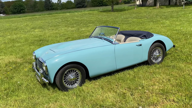 Light blue 1954 Swallow Doretti front 3/4 view