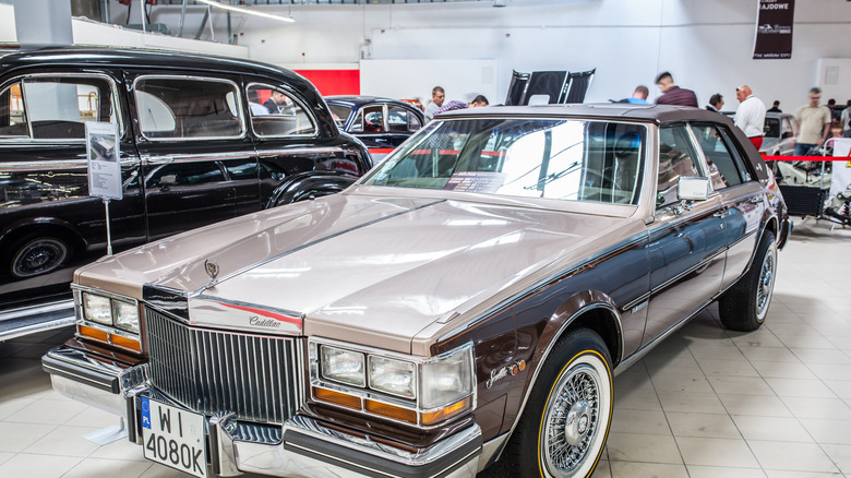 A brown and beige 1981 Cadillac Seville