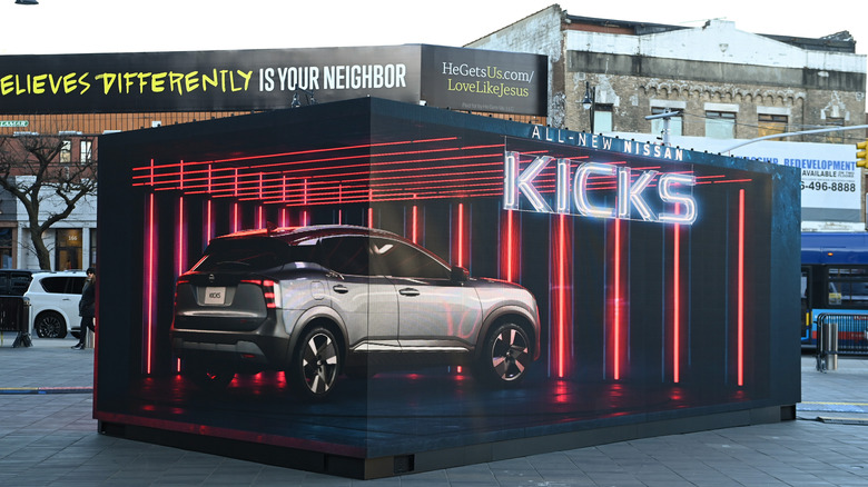 NEW YORK, NEW YORK - MARCH 22: Sporting bold shapes and undeniable style that would be as at home in a sneakerhead's collection as in their driveway, Nissan today unboxed the all-new 2025 Kicks with an interactive experience in Brooklyn, at the opening rounds of the 2024 NCAA® Men's Basketball Tournament at Barclays Center on March 22, 2024 in New York City. (Photo by Dave Kotinsky/Getty Images for Nissan)
