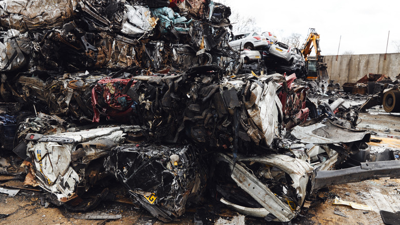 Stock image of crushed cars.