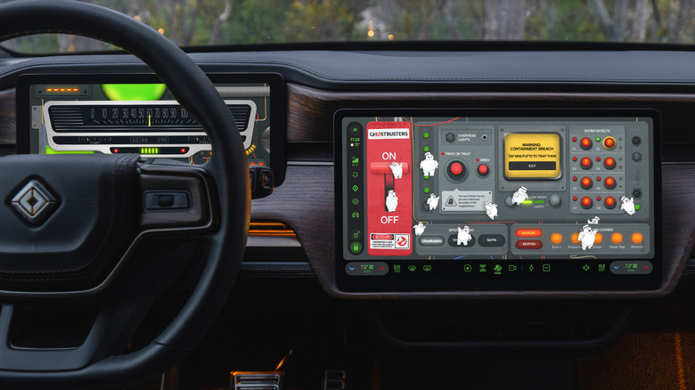 Rivian 2026 Halloween mode interior cabin infotainment screen