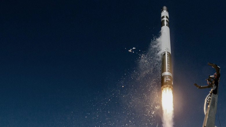 A Rocket Lab Electron launches into space