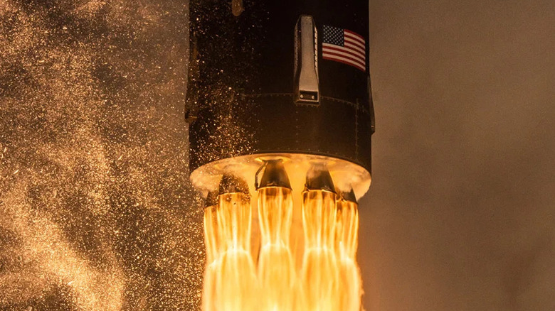 Close-up shot of the engines firing on a Rocket Lab Electron