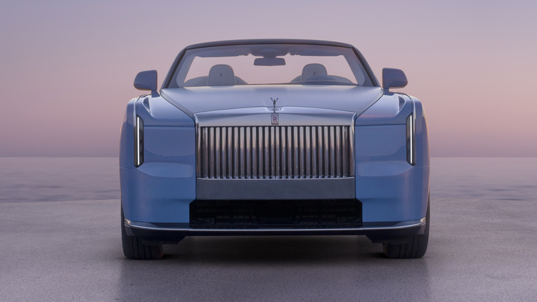 Front end of a blue Rolls-Royce Nightingale