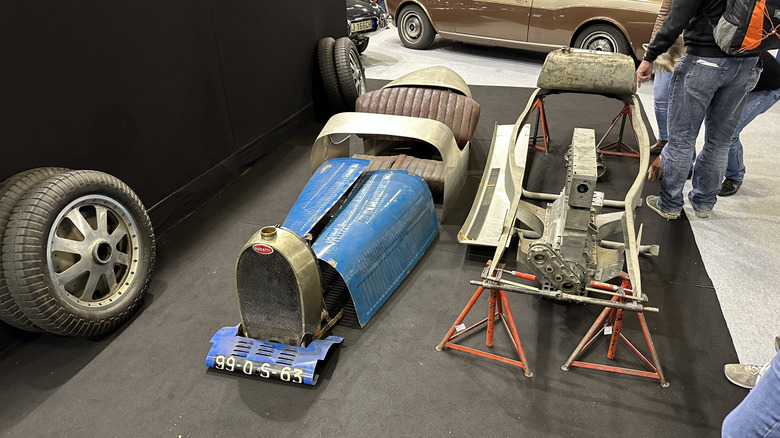 Bugatti Type 35 parts on display at Rétromobile Paris 2023
