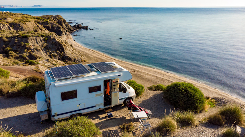 An RV using solar panels