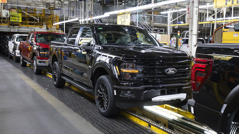 The new Ford F-150 truck is launched at a celebratory event at the Ford Dearborn Plant on April 11, 2024 in Dearborn, Michigan.