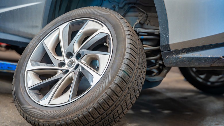 Removed wheel sitting up against hub