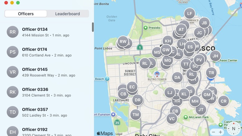 Screenshot of Find My Parking Cop before it got shut down