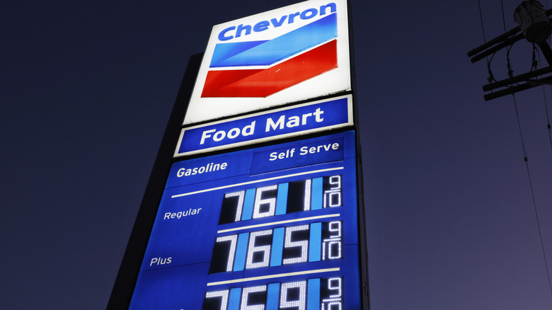 Gas station sign advertising regular gas for $7.61 a gallon