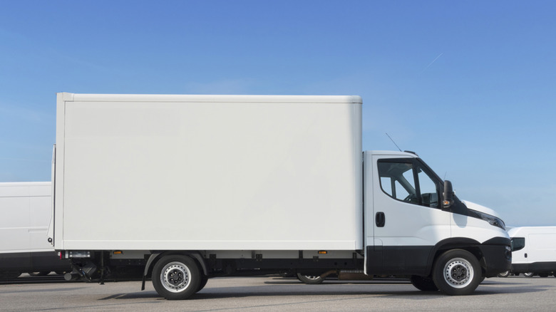Profile of white box truck
