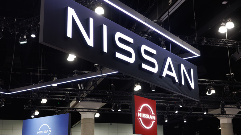 LOS ANGELES, CALIFORNIA - NOVEMBER 23: The Nissan logo is displayed during the 2025 Los Angeles Auto Show at the Los Angeles Convention Center on November 23, 2025 in Los Angeles, California.
