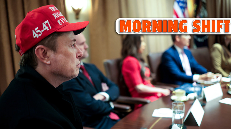 WASHINGTON, DC - MARCH 24: White House Senior Advisor, Tesla and SpaceX CEO Elon Musk (L) attends a cabinet meeting held by U.S. President Donald Trump at the White House on March 24, 2025 in Washington, DC. This is Trump's third cabinet meeting of his second term, and it focused on spending cuts proposed by the Department of Government Efficiency (DOGE).
