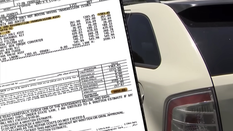 A transmission repair bill for $3,850 on top of the Ford Edge