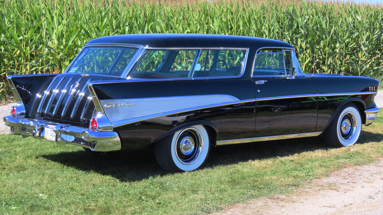 Rear 3/4 of 1957 Chevrolet Bel Air Nomad station wagon