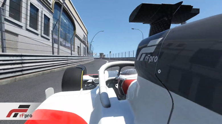 A screenshot of rFpro's racing sumulation on the Monaco Grand Prix circuit