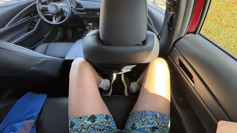 A photo of my POV from the rear passenger side seat showing how cramped the legroom is