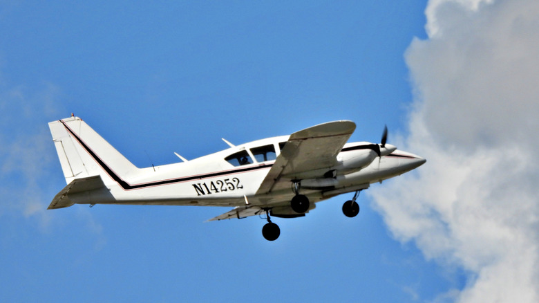 A privately operated Piper plane takes off