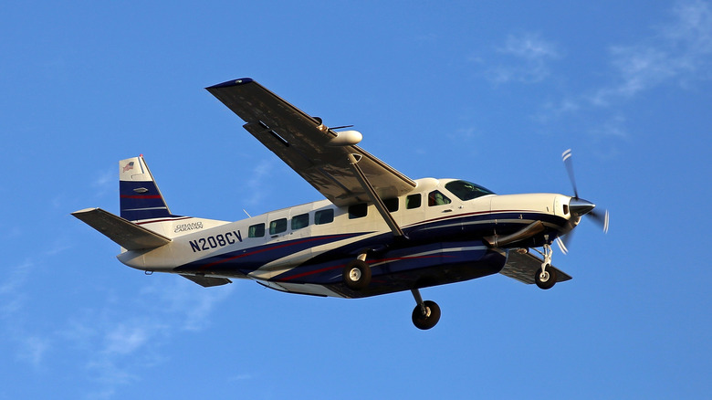 A private Cessna flying in the sky