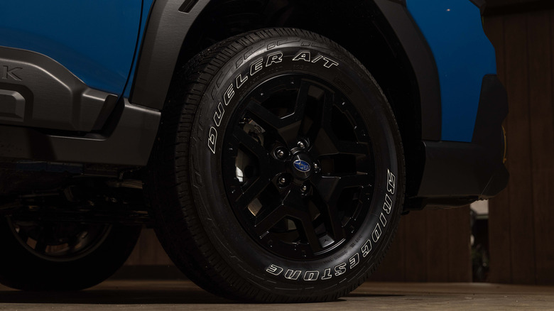 2026 Subaru Outback Wilderness and its 17-inch wheels and all-terrain tires