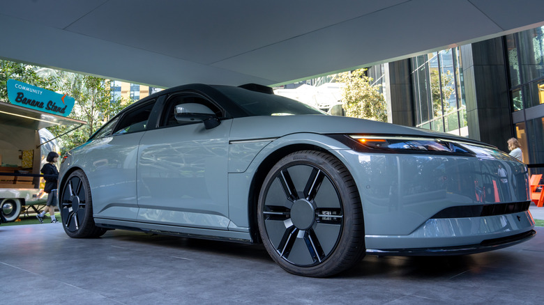 SEATTLE, WASHINGTON - SEPTEMBER 13: A Sony Honda Mobility AFEELA prototype electric vehicle powered by Amazon Web Services is pictured on September 13, 2024 in Seattle, Washington. The manufacturer expects to begin taking preorders in 2025. (Photo by Stephen Brashear/Getty Images)