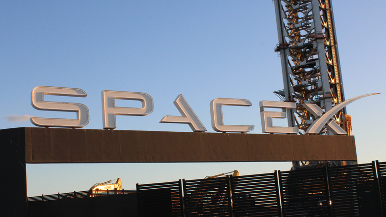 A SpaceX sign in Brownsville, Texas.