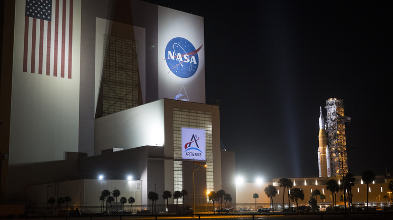 NASA's Space Launch System (SLS) rocket and Orion spacecraft, secured to the mobile launcher, is seen as it rolls out of the Vehicle Assembly Building to Launch Pad 39B, Friday, March 20, 2026, at NASA's Kennedy Space Center in Florida.