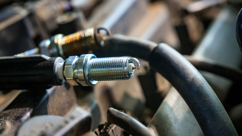 A view of a connected spark plug