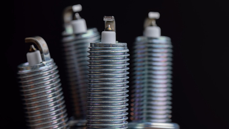 A closer look at the electrodes and tips of new spark plugs