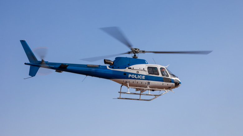 Police helicopter in flight