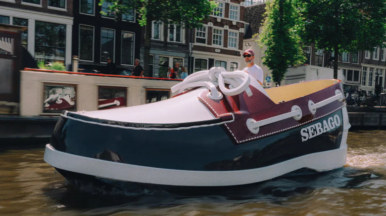 Sebago Docksides 80th anniversary boat shoe-shaped boat