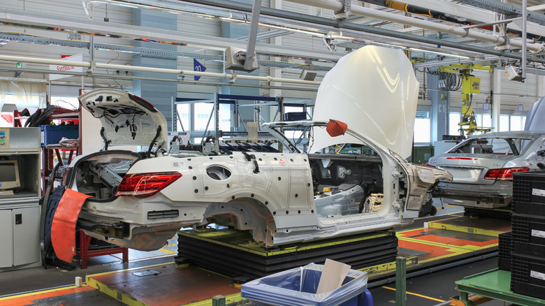 Bremen, Germany June 15, 2013, Car body assembly line at Mercedes factory