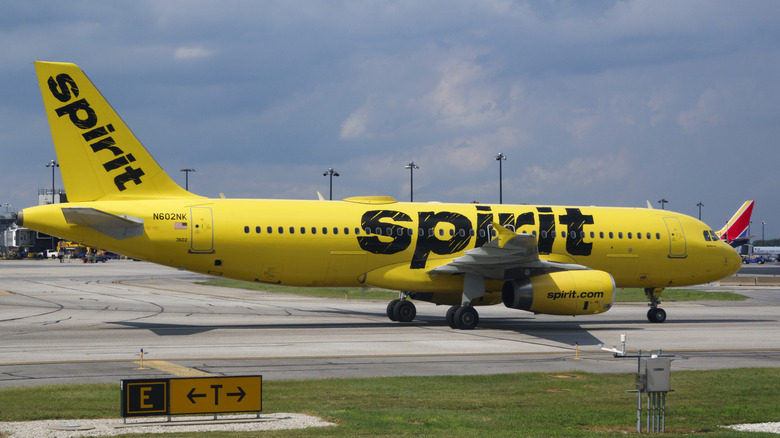 A Spirit Airlines Airbus A320 airplane taxis at Baltimore - Washington International Thurgood Marshall Airport on June 26, 2025 in Baltimore, Maryland.