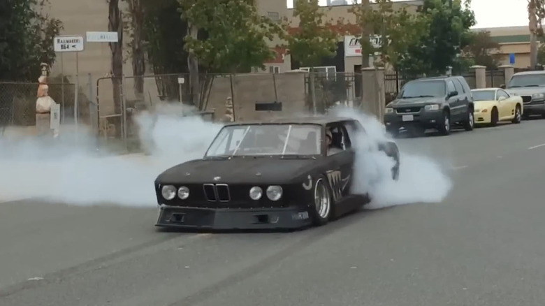 Rusty getting down and dirty with a burnout
