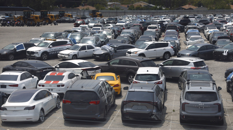 Vehicles stored at a Copart auction site