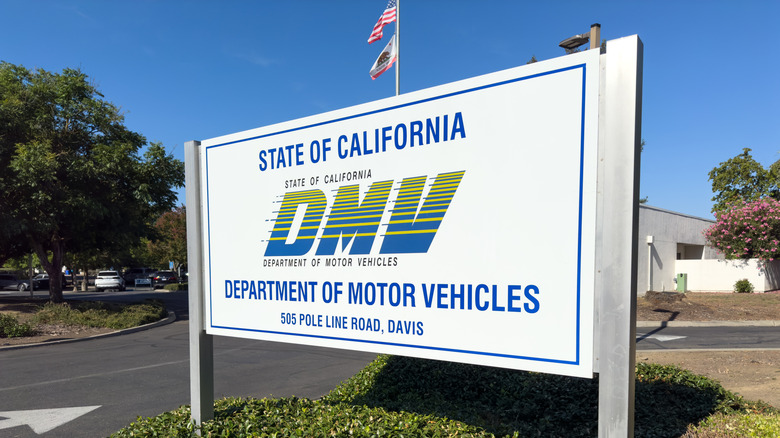 The sign for California's DMV building