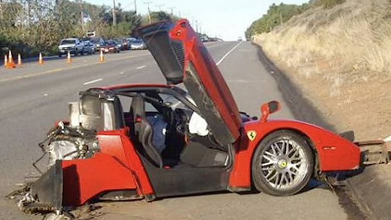 Crashed Ferrari Enzo on the Pacific Coast Highway