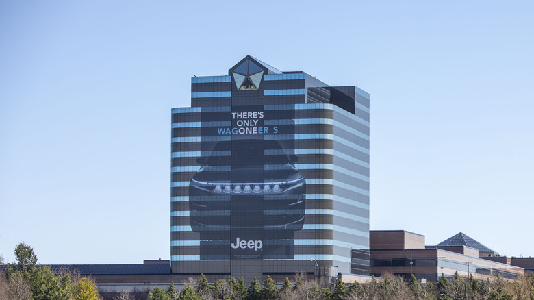 The Stellantis North America Headquarters is shown on April 4, 2025 in Auburn Hills, Michigan.