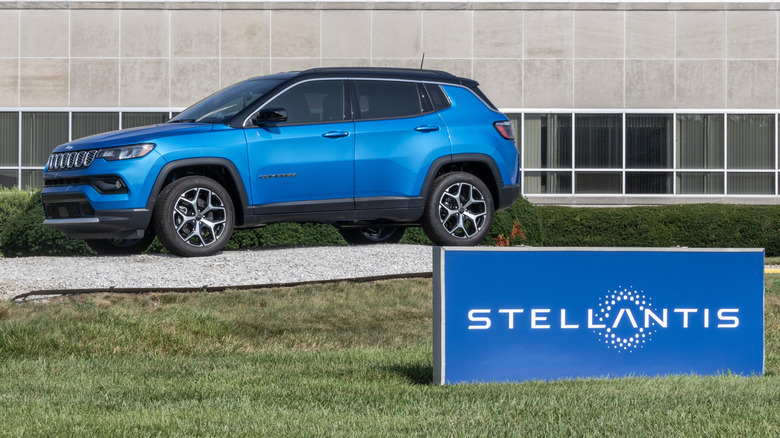 Kokomo - July 13, 2025: Stellantis Transmission plant. Jeep Compass Limited 4X4 SUV at the Stellantis plant for Dodge, Chrysler, and Ram. MY:2025