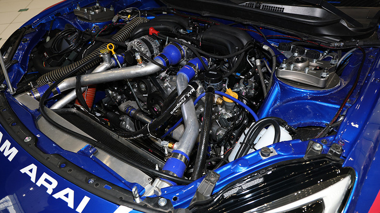 Engine bay of the Subaru Boxer Rally Spec.Z