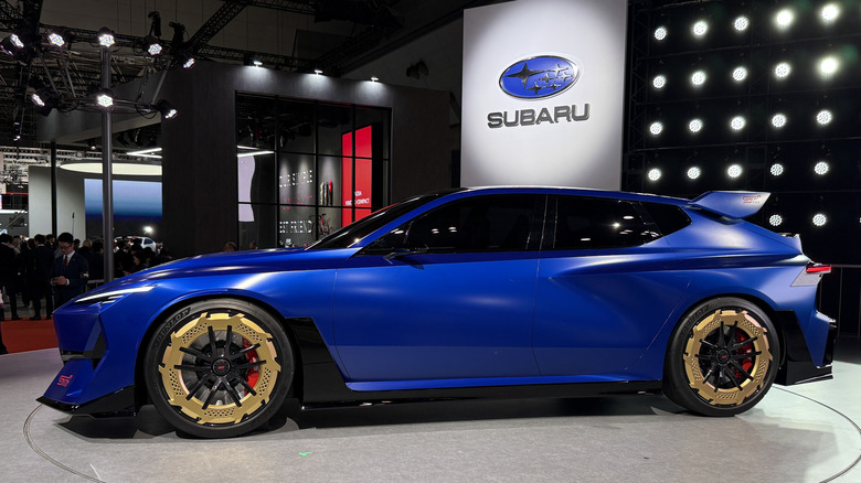 A blue electric STI wagon concept
