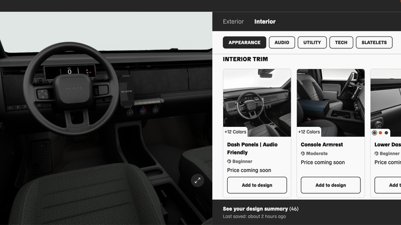 A look at the Slate truck's digital interior configurator