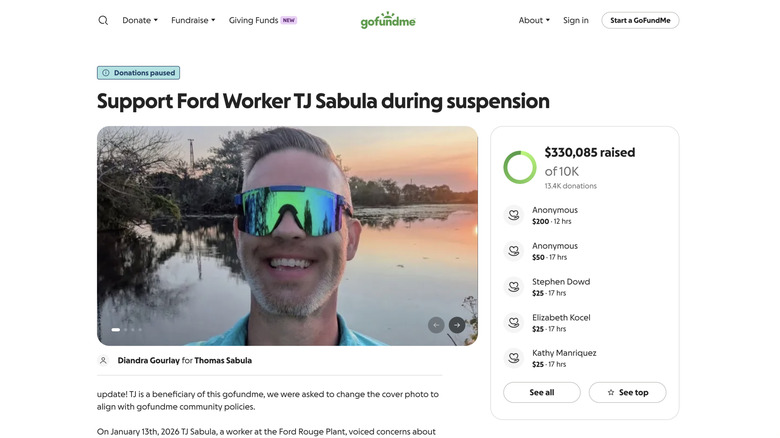 GoFundMe page for TJ Sabula