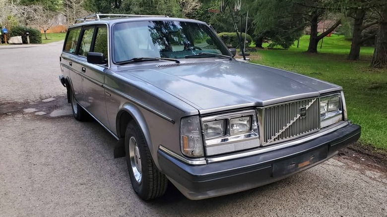 A silver Volvo station wagon